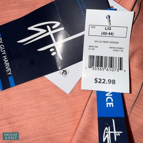 Guy Harvey Papaya Punch LS Performance Fishing Hoodie UPF Sun Shirt NEW~NWT - Picture 15 of 16